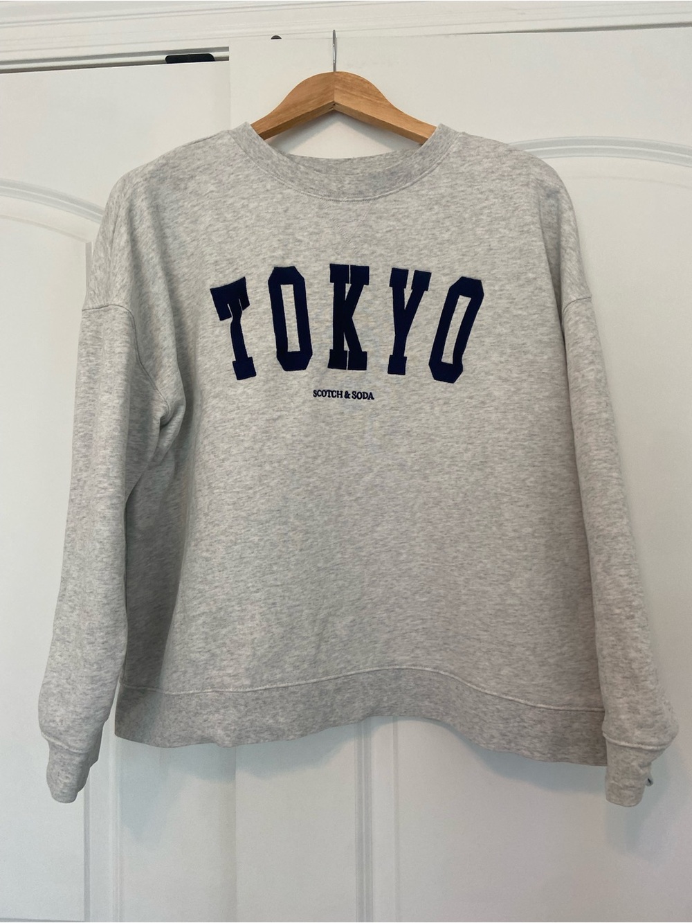 Scotch & Soda Gray Tokyo Sweatshirt XL Oversized Embroidered Preppy Collegiate
